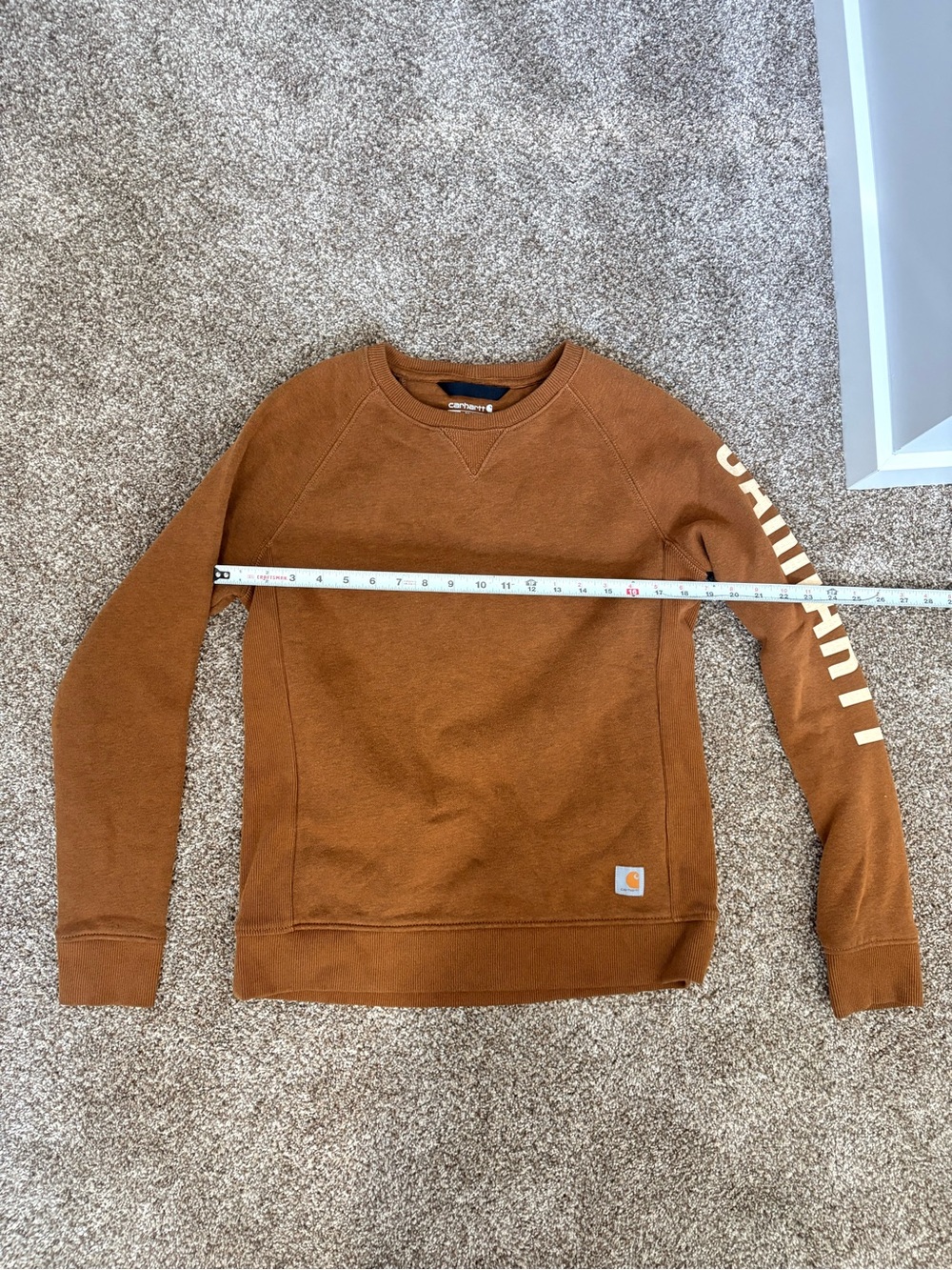 Carhartt Women's Brown Crewneck Sweatshirt with Sleeve Logo - Picture 7 of 9